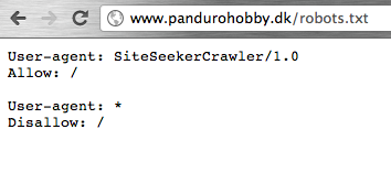 Panduro Hobby blokerer alt Google trafik